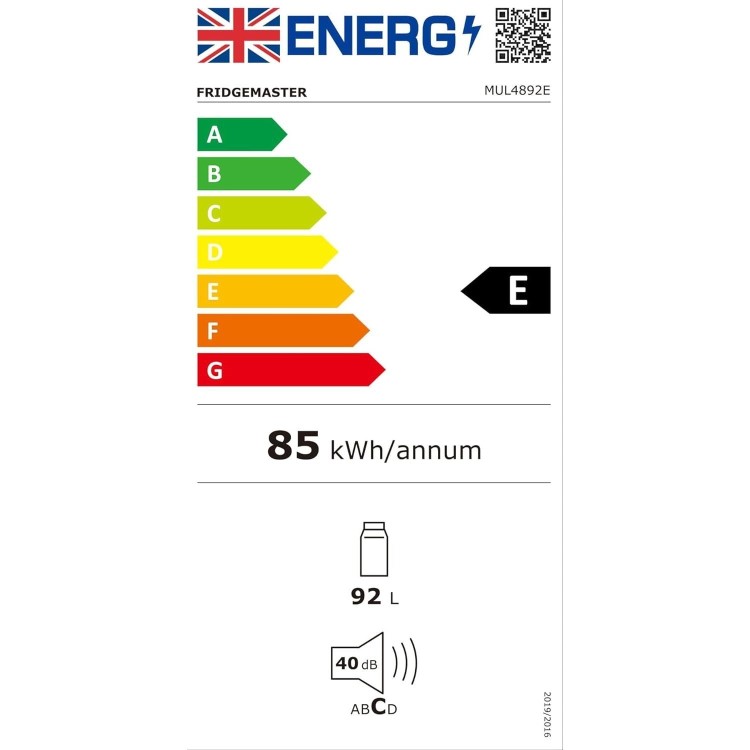 Fridgemaster 92 Litre Freestanding Under Counter Fridge - White