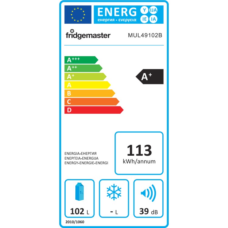 GRADE A3 - Fridgemaster MUL49102B 50cm Wide Freestanding Under Counter Larder Fridge - Black