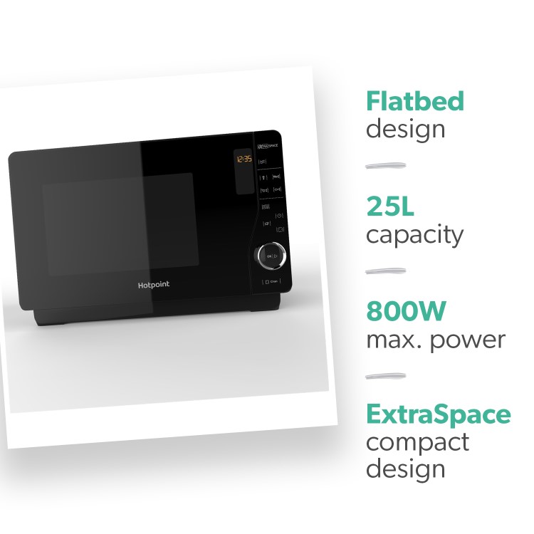 GRADE A2 - Hotpoint MWH2621MB Ultimate Collection 25L Flatbed Digital Microwave Oven - Black