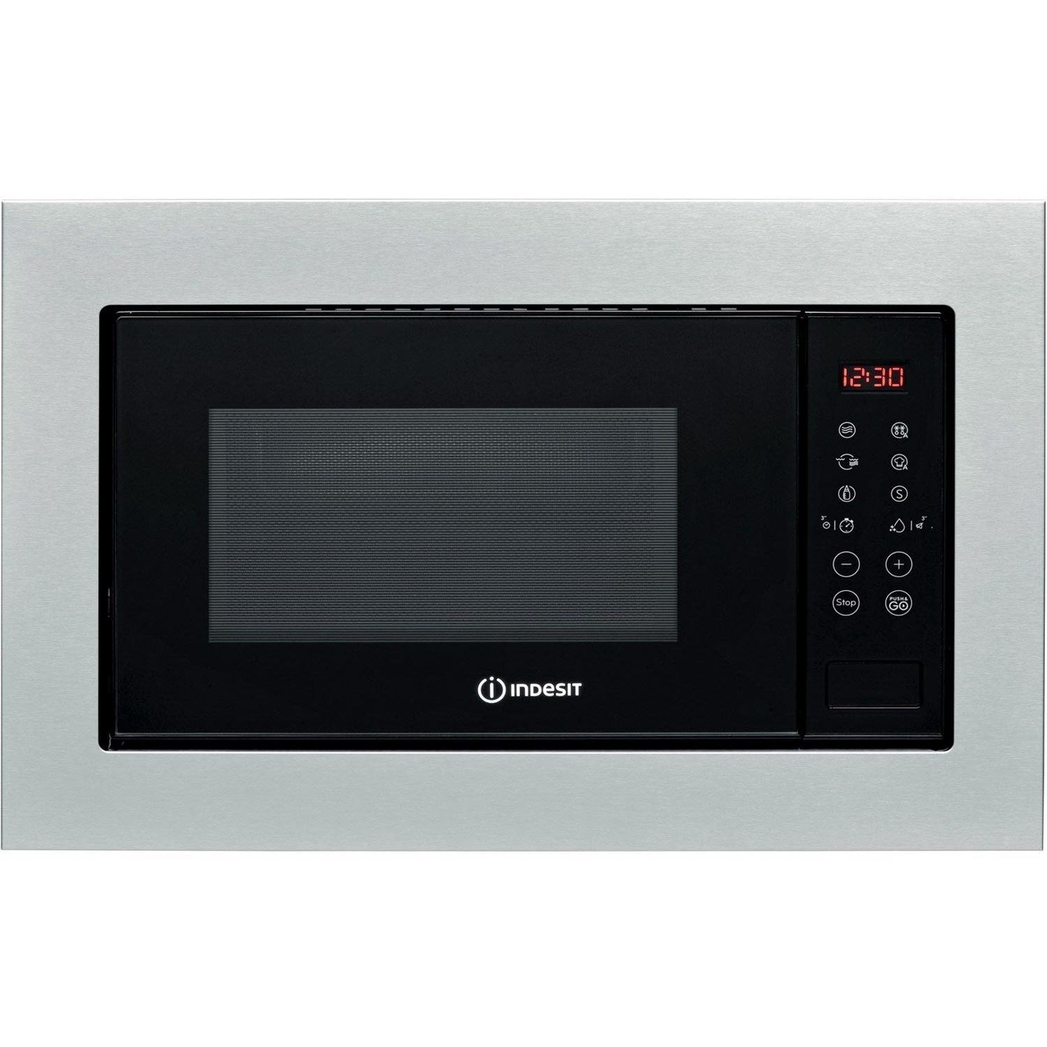 Refurbished Indesit MWI125GX Built In 25L with Grill 900W Microwave Stainless Steel