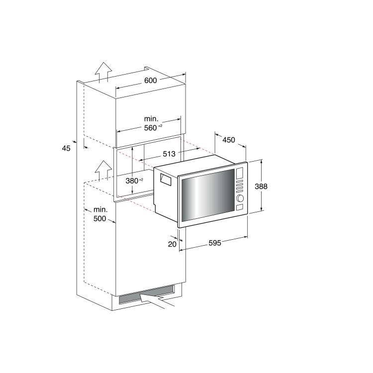 GRADE A2 - Indesit MWI2222X Built-in Combination Microwave Oven - Stainless Steel