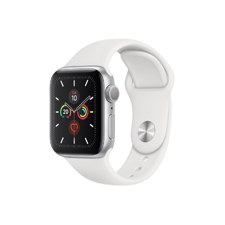 Apple Watch Series 5 GPS 40mm Silver Aluminium Case with White Sport Band