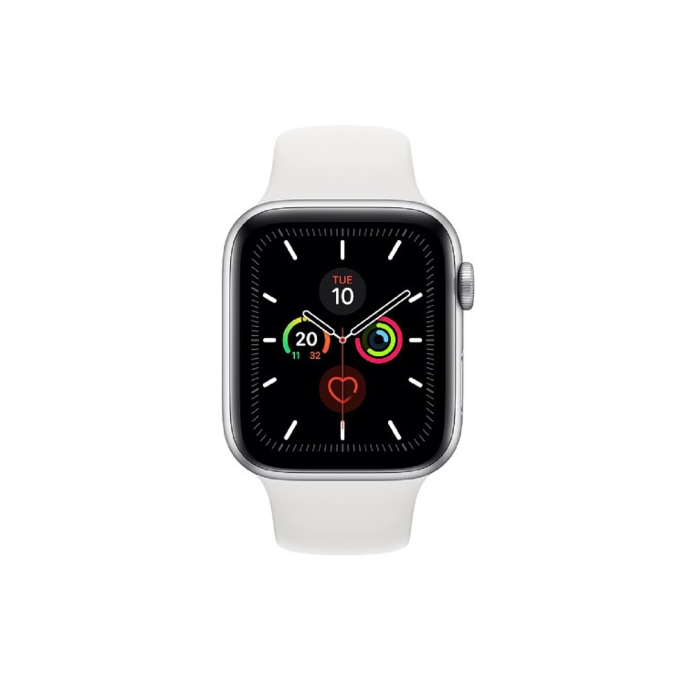 Apple Watch Series 5 GPS 44mm Silver Aluminium Case with White Sport Band