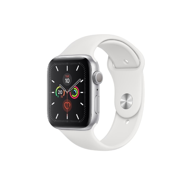 Apple Watch Series 5 GPS 44mm Silver Aluminium Case with White Sport Band