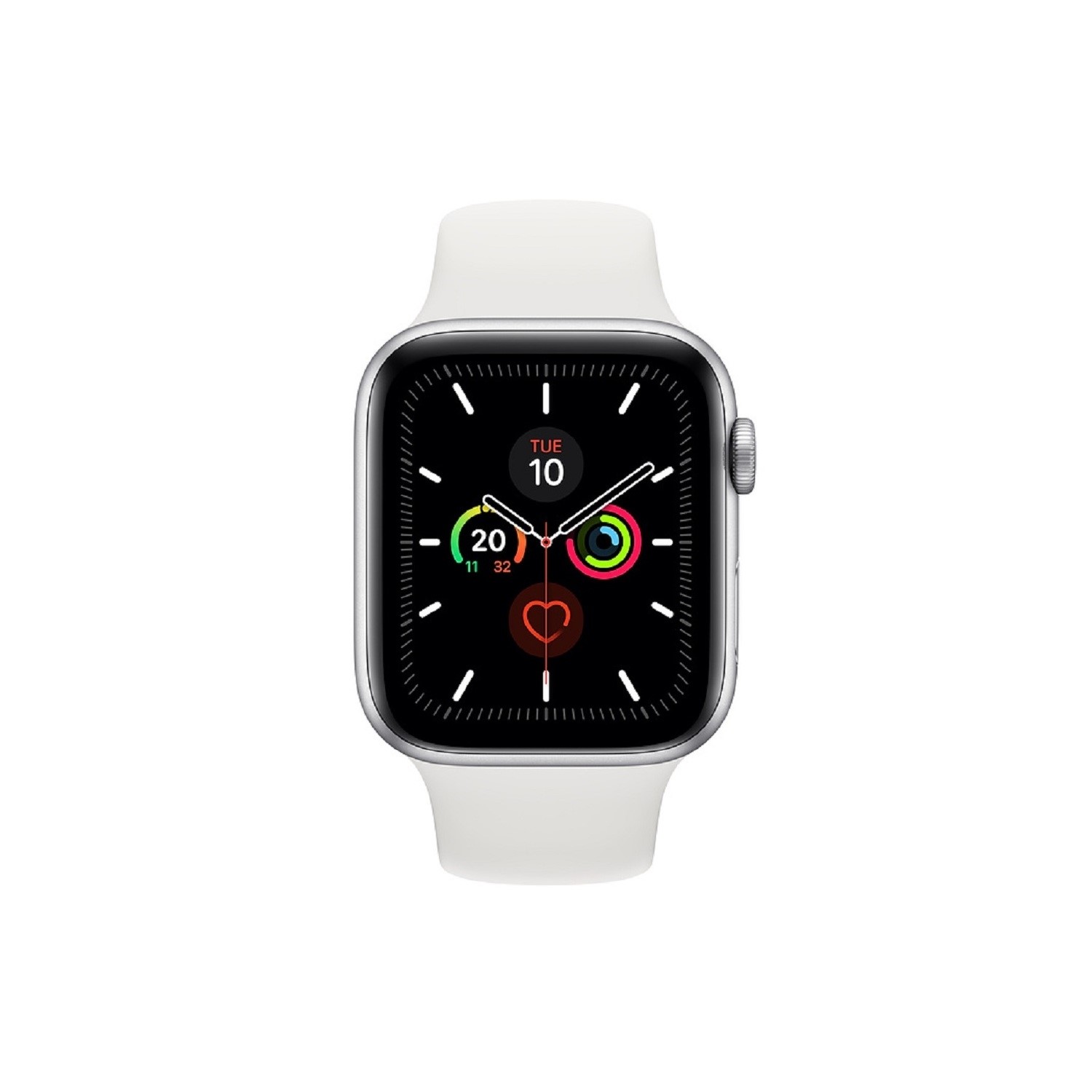 Apple Watch Series 5 Gps Cellular 44mm Stainless Steel Case With White Sport Band S M M L Walmart Com Walmart Com