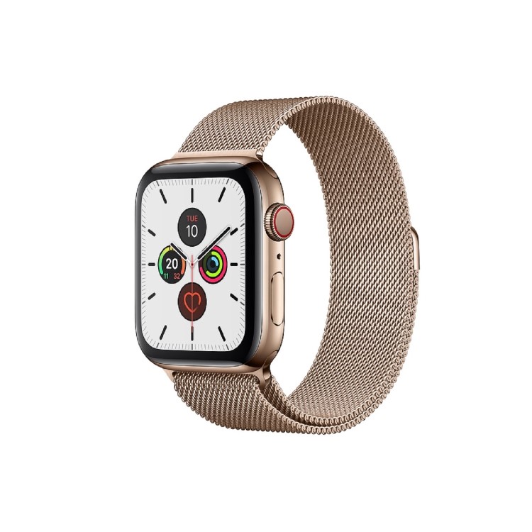 Apple Watch Series 5 GPS + Cellular 44mm Gold Stainless Steel Case with Gold Milanese Loop
