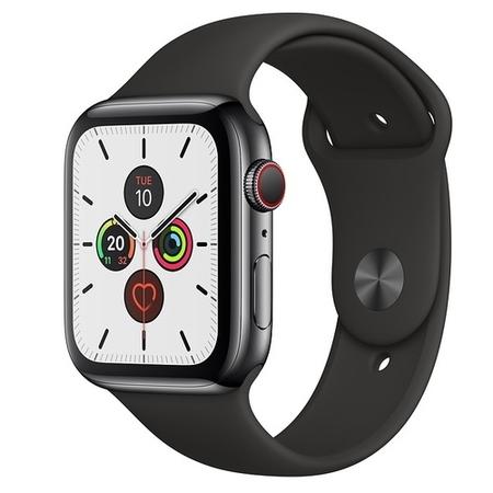 Apple Watch Series 5 GPS + Cellular 44mm Space Black Stainless Steel Case with Black Sport Band
