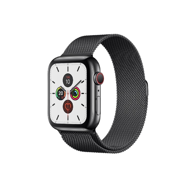 Apple Watch Series 5 GPS + Cellular 44mm Space Black Stainless Steel Case with Space Black Milanese