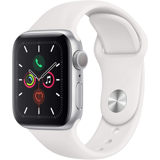 Apple Watch Series 5 GPS + Cellular 40mm Silver Aluminium Case with White Sport Band