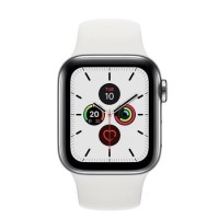 Apple Watch Series 5 GPS + Cellular 40mm Stainless Steel Case with White Sport Band