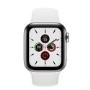 Apple Watch Series 5 GPS + Cellular 40mm Stainless Steel Case with White Sport Band