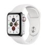 Apple Watch Series 5 GPS + Cellular 40mm Stainless Steel Case with White Sport Band