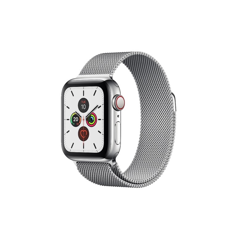 Apple Watch Series 5 GPS + Cellular 40mm Stainless Steel Case with Stainless Steel Milanese Loop