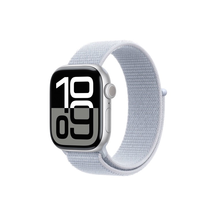 Apple Watch Series 10 GPS + Cellular 42mm Silver Aluminium Case with Blue Cloud Sport Loop