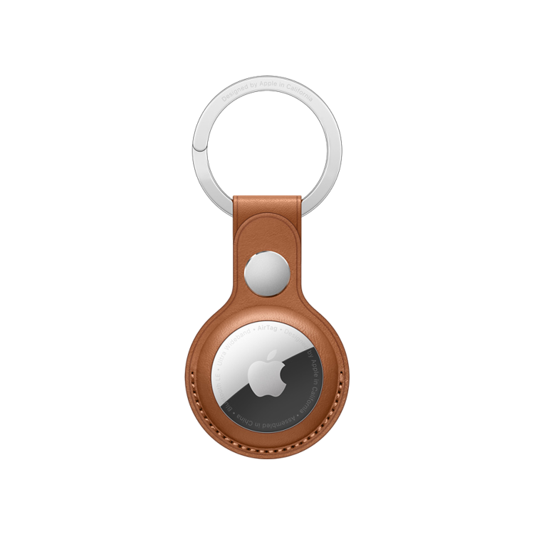 Apple AirTag Leather Key Ring - Saddle Brown