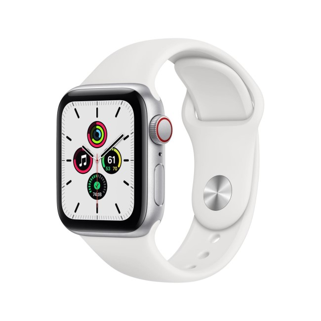 Apple Watch SE GPS + Cellular - 40mm Silver Aluminium Case with White Sport Band - Regular