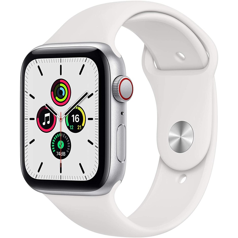 Apple Watch SE GPS + Cellular - 44mm Silver Aluminium Case with White