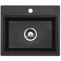 GRADE A1 - Astracast MZ10RZHOMESK Monza Single Square Bowl ROK Metallic Composite Sink in Black