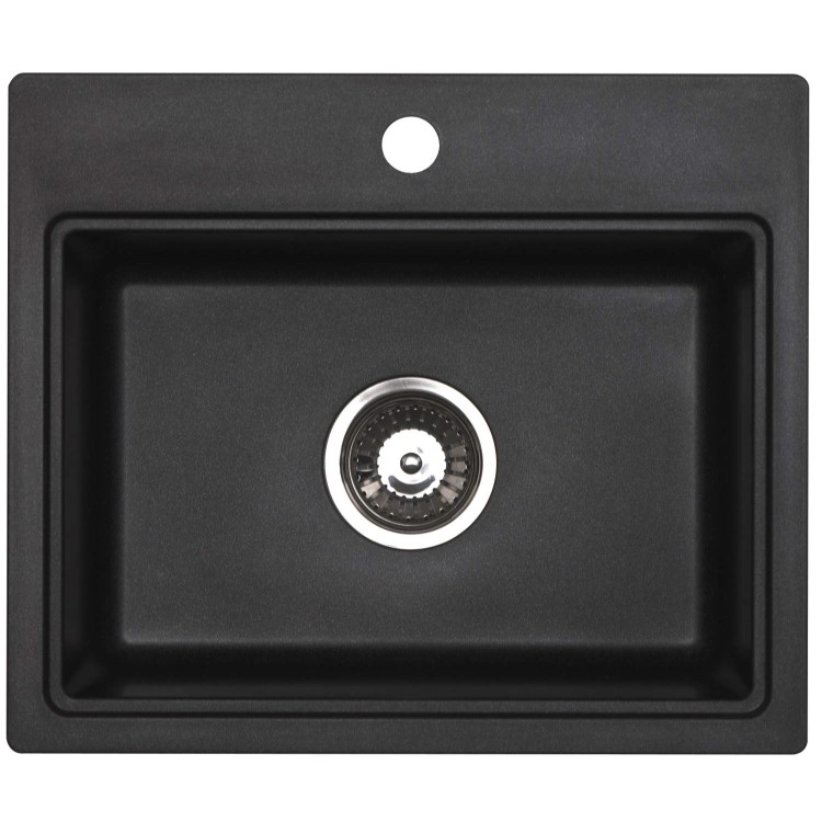 GRADE A1 - Astracast MZ10RZHOMESK Monza Single Square Bowl ROK Metallic Composite Sink in Black