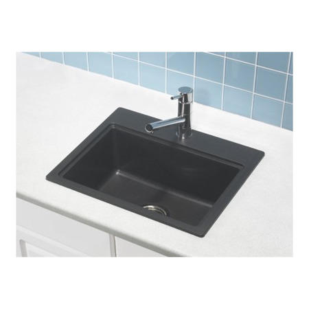 GRADE A1 - Astracast MZ10RZHOMESK Monza Single Square Bowl ROK Metallic Composite Sink in Black