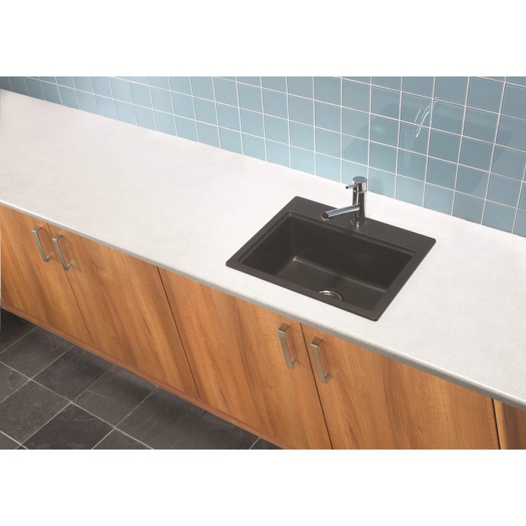 GRADE A1 - Astracast MZ10RZHOMESK Monza Single Square Bowl ROK Metallic Composite Sink in Black