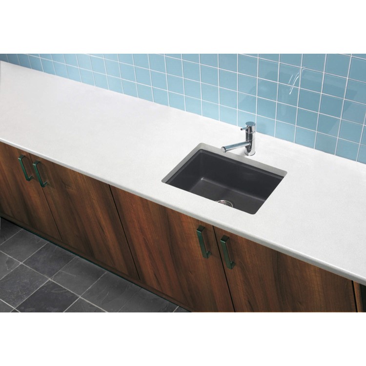 GRADE A1 - Astracast MZ10RZHOMESK Monza Single Square Bowl ROK Metallic Composite Sink in Black