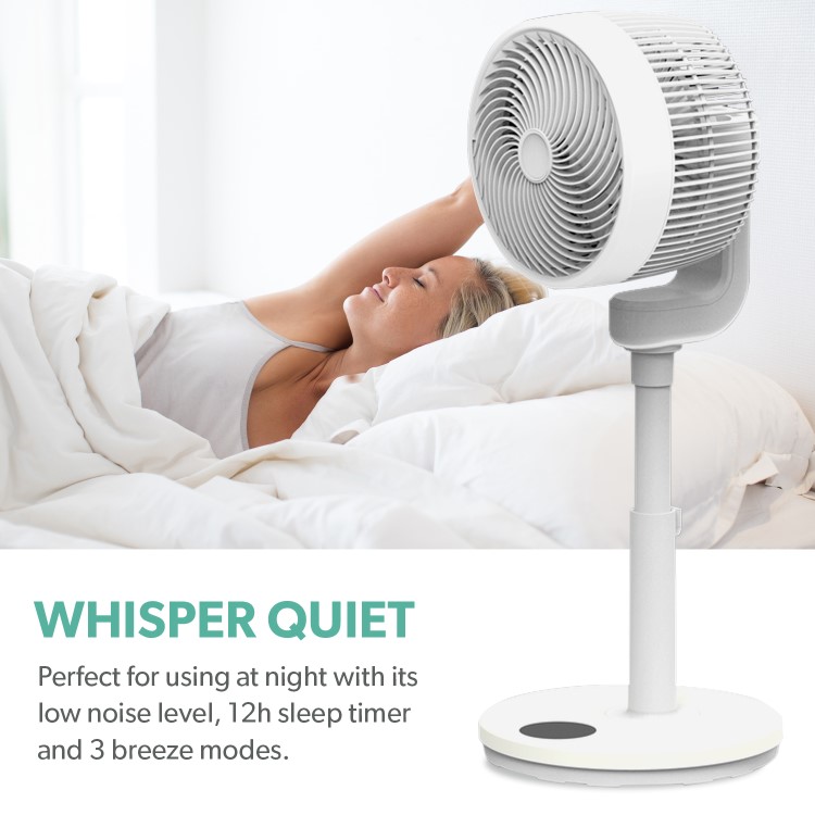 Refurbished electriQ 9 Inch Quiet Low Energy DC Oscillating Pedestal Fan - White