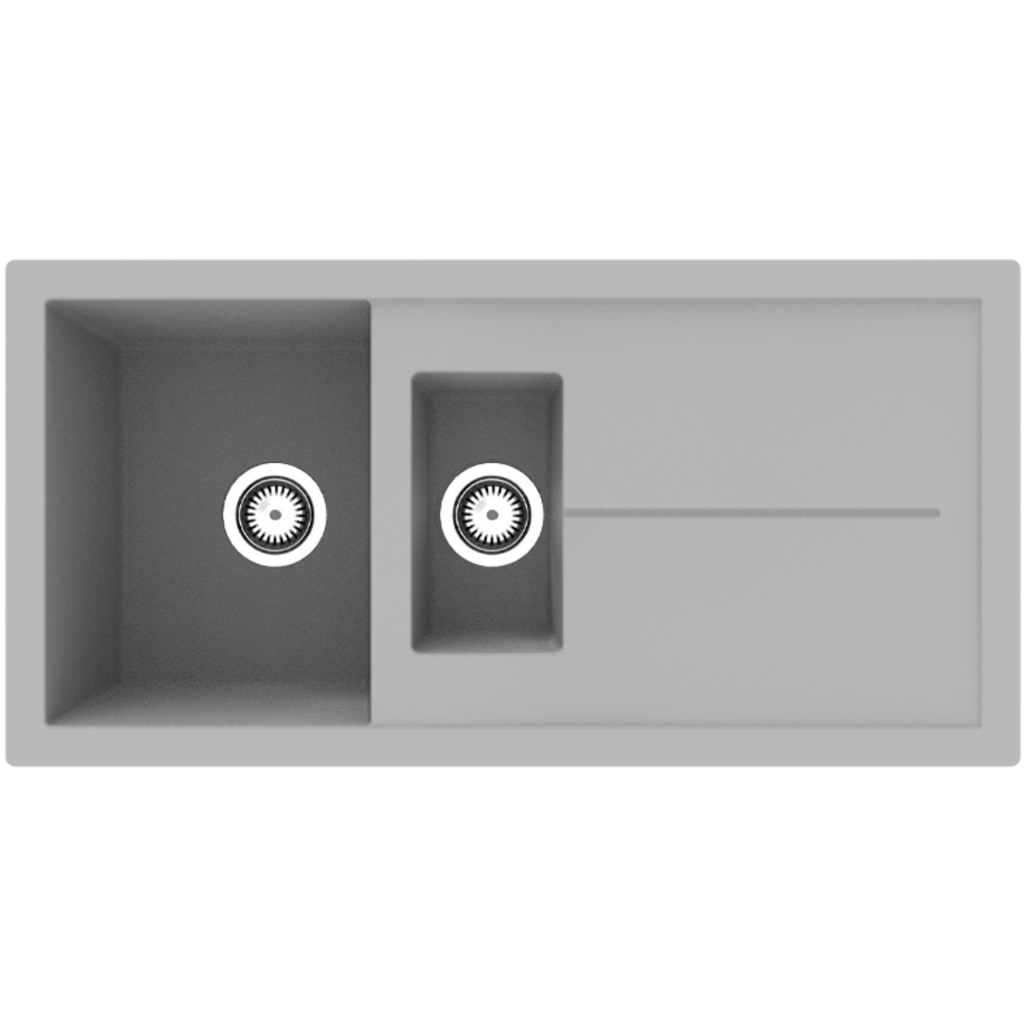 Rocklite Milton 1.5 Bowl Inset Grey Composite Kitchen Sink with Reversible Drainer