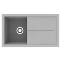 RockLite Milton Single Bowl Inset Grey Composite Kitchen Sink with Reversible Drainer