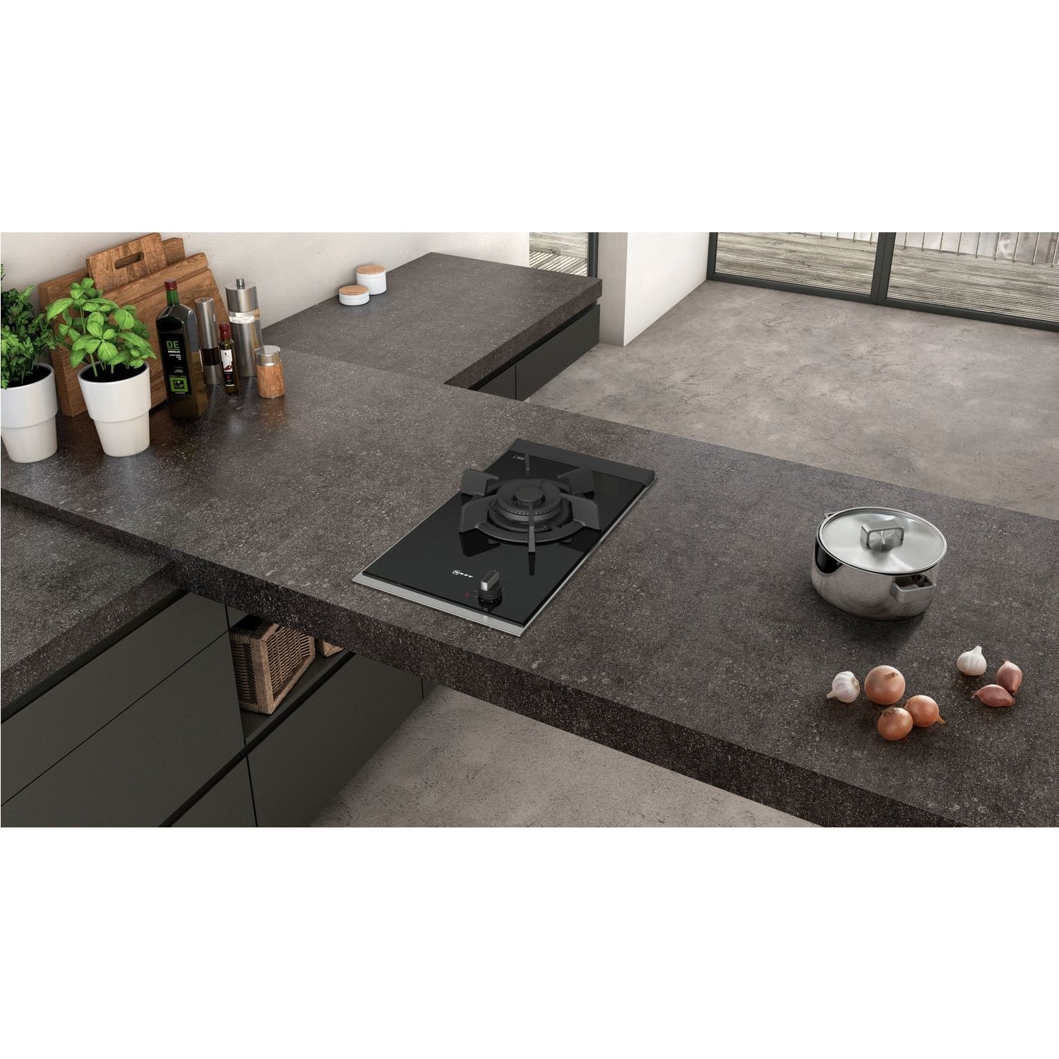 Neff N90 30cm Gas on Glass Domino Single Burner Wok Hob Black N23TA19N0 Appliances Direct