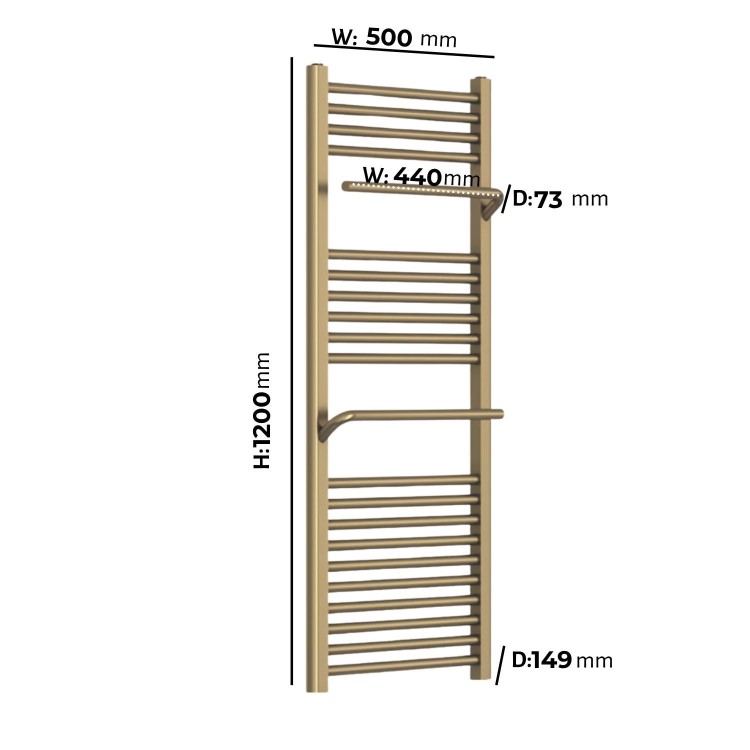 Brass Towel Radiator 1200 x 500mm - Nazco