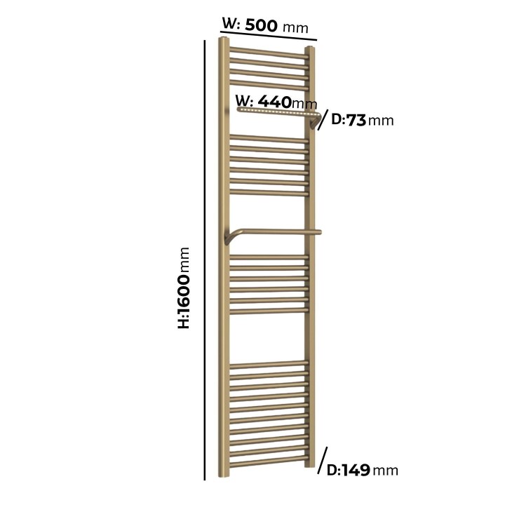 Brass Towel Radiator 1600 x 500mm - Nazco