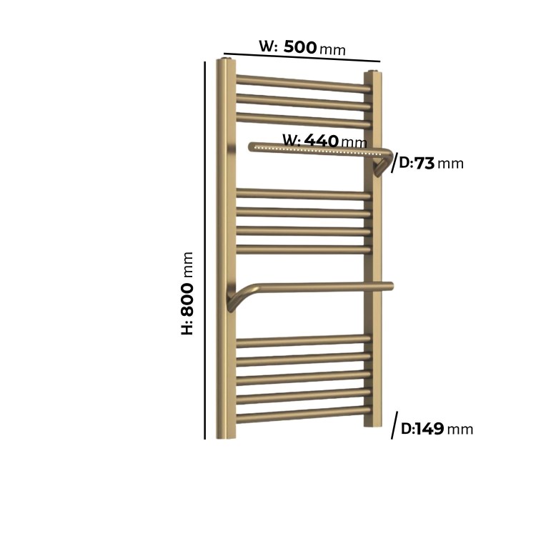 Brass Towel Radiator 800 x 500mm - Nazco
