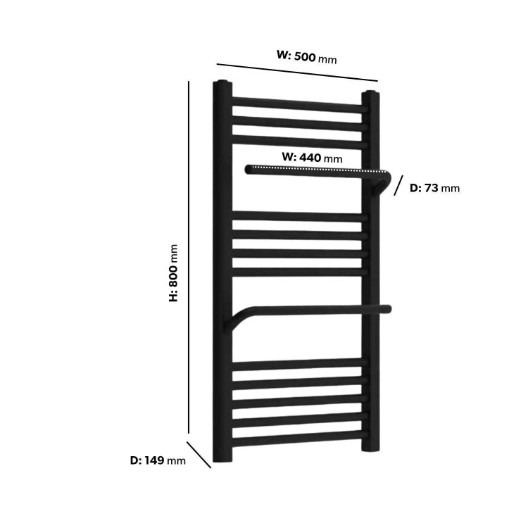 Black Towel Radiator 800 x 500mm - Nazco