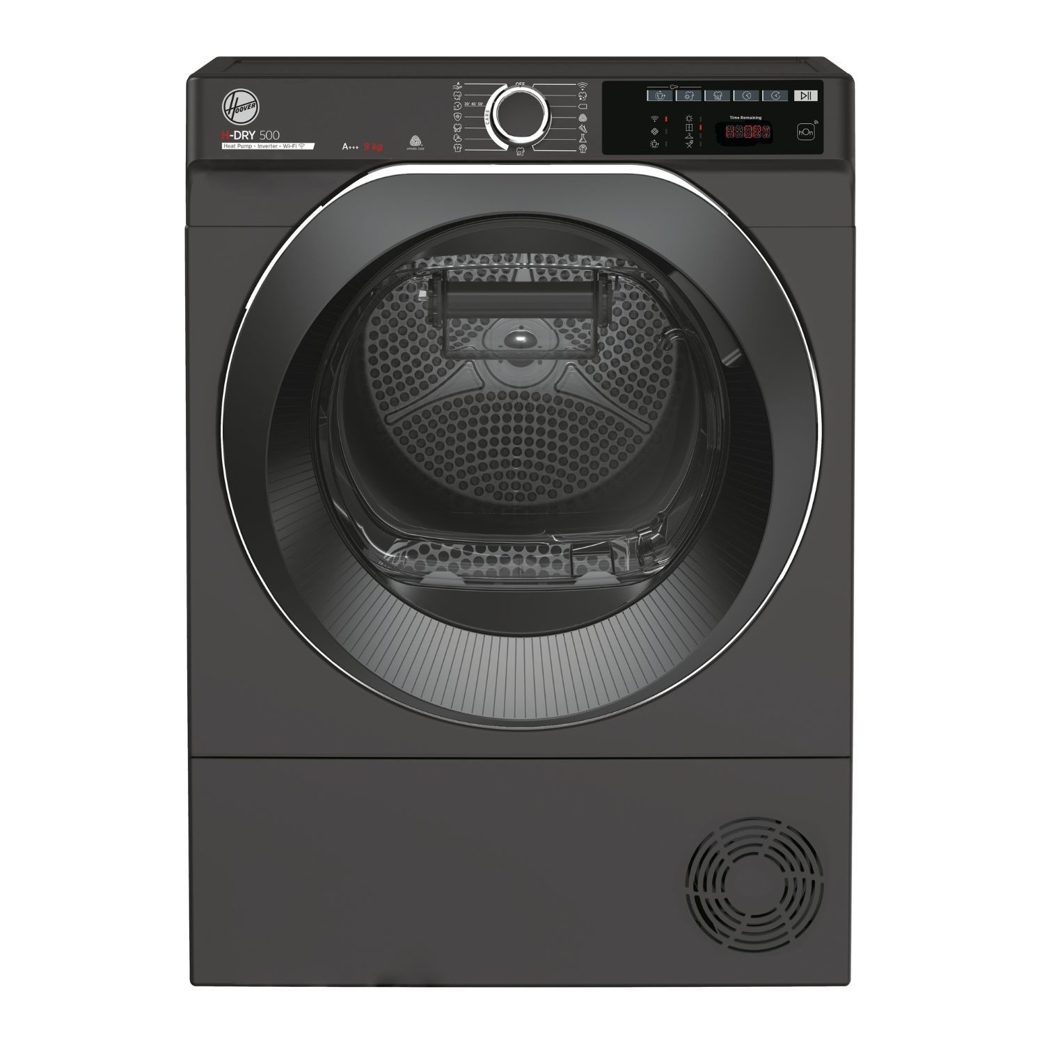 Hoover H-Dry 500 9kg Heat Pump Tumble Dryer - A+++ Rated Quiet Wi-Fi Connected - Graphite