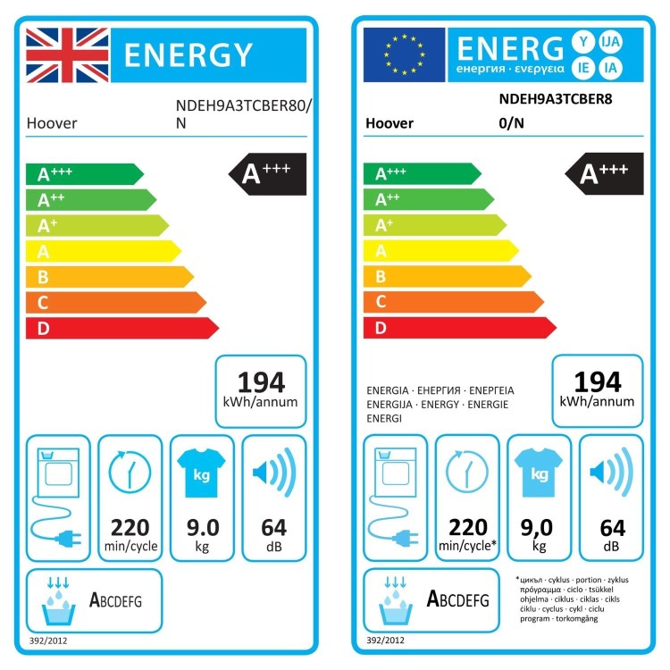 Hoover H-Dry 500 9kg Heat Pump Tumble Dryer - Graphite