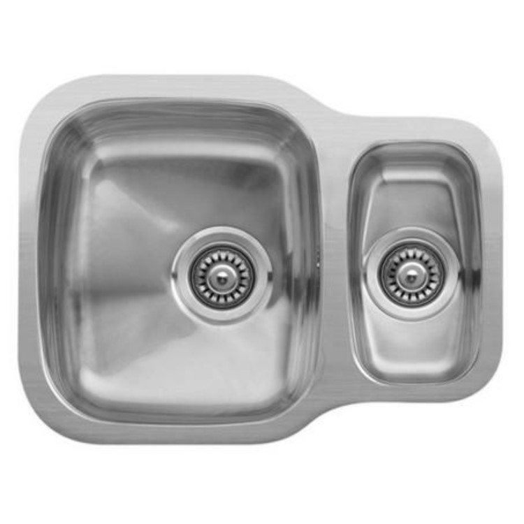 1.5 Bowl Chrome Stainless Steel Kitchen Sink with Reversible Drainer - Reginox Nebraska