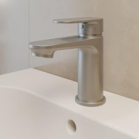 Brushed Nickel Mono Basin Mixer Tap with Slotted Basin Waste - Nell