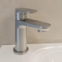 Brushed Nickel Cloakroom Mono Basin Mixer Tap with Slotted Basin Waste - Nell