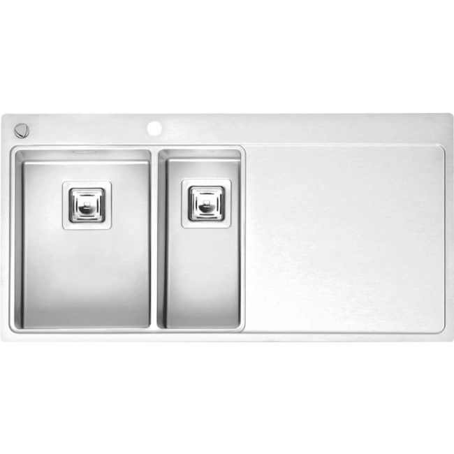Reginox NEVADA30-18-RHD 1.5 Bowl Square Integrated Stainless Steel Sink With Tap Deck And Right Hand