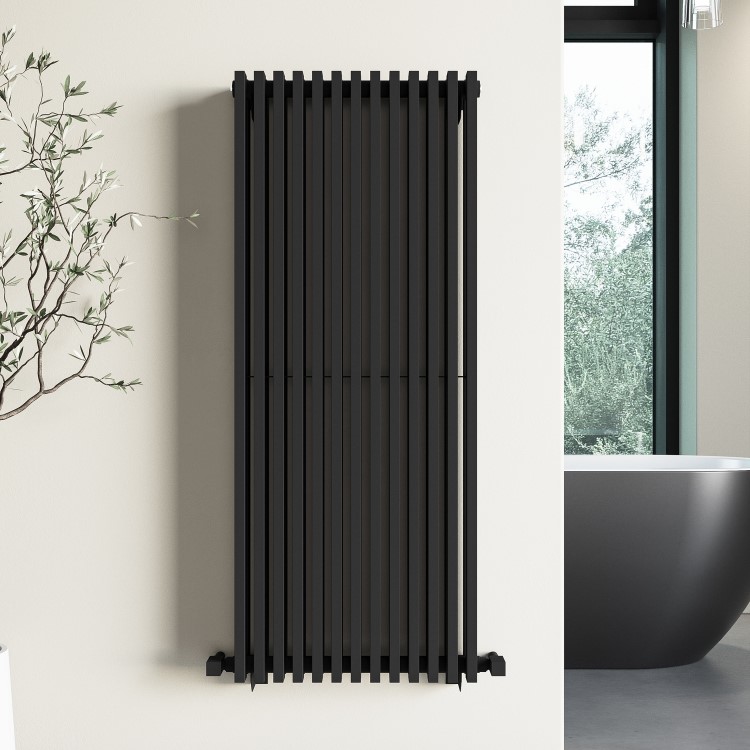 Black Vertical Double Panel Radiator 1200 x 500mm - Nevada