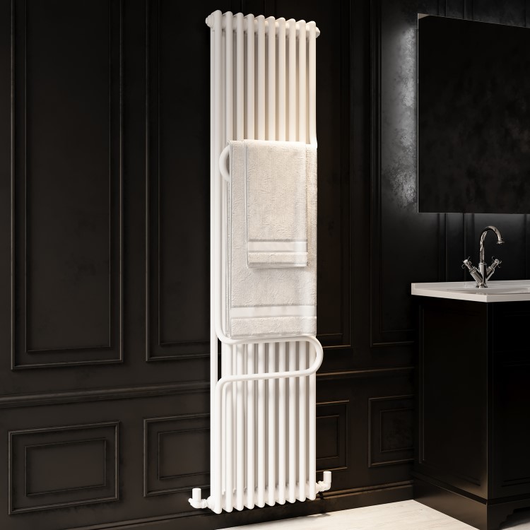 Vertical White Column Radiator with Towel Bars 1800 x 460mm - Nevis