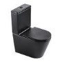 GRADE A1 - Matt Black Close Coupled Rimless Closed Back Toilet with Soft Close Seat - Newport