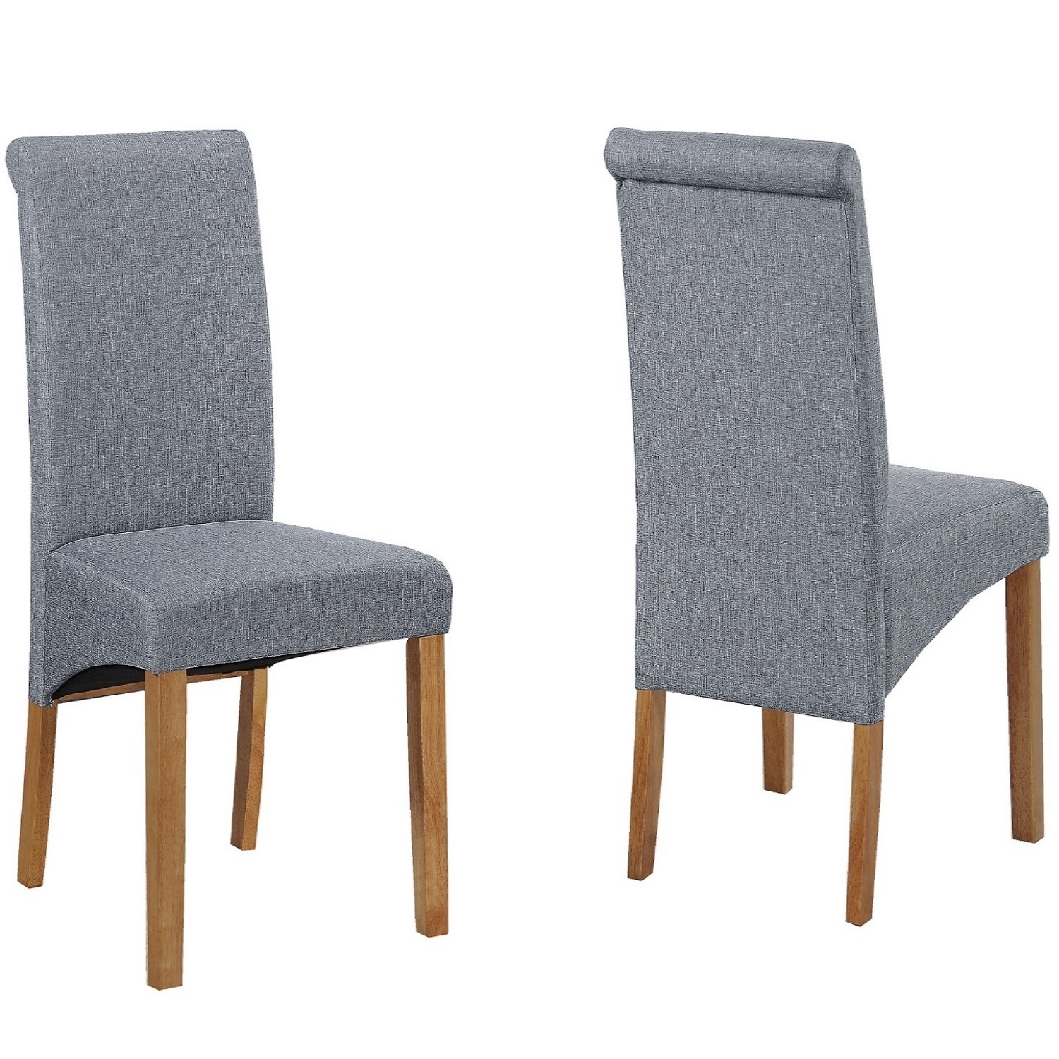Details About Fabric Dining Chairs In Grey With Oak Legs Home Furniture