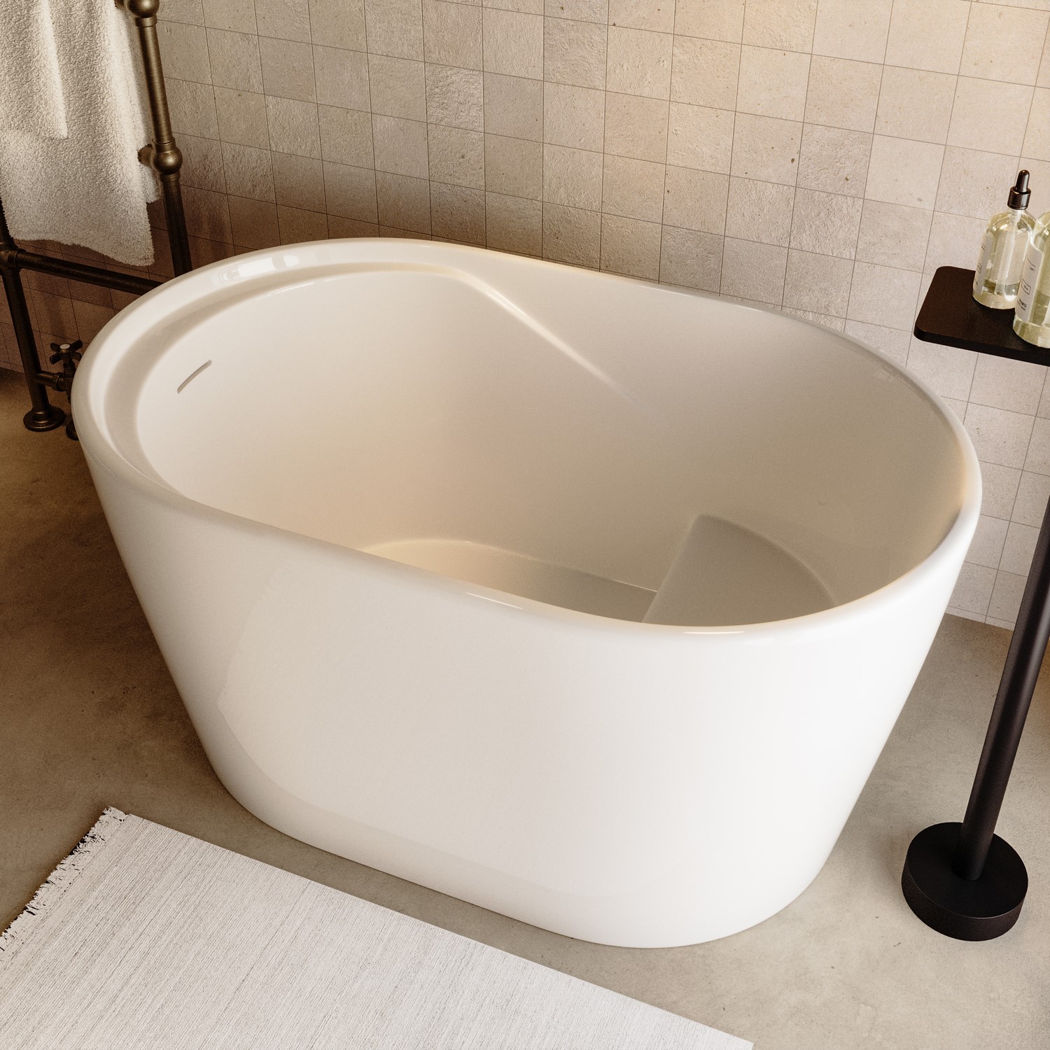 Freestanding Japanese Soaking Deep Bath Seat 1200 x 630mm