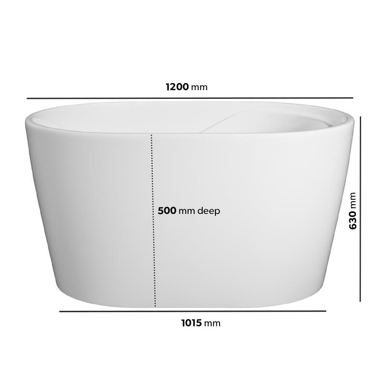 Freestanding Japanese Soaking Deep Bath With Seat 1200 x 630mm - Niki