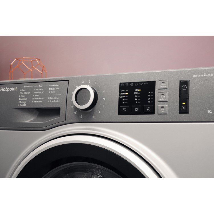 GRADE A2 - Hotpoint NM10844GS Ultra Efficient 8kg 1400rpm Freestanding Washing Machine - Graphite