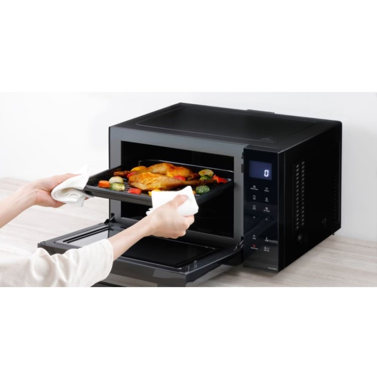 Refurbished Panasonic NN-DF38PBBPQ 23L 900W Freestanding Combination Flatbed Microwave Black
