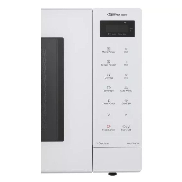 Panasonic NN-ST64QWBPQ 32L Solo Inverter Microwave Oven White – 1000W Family-Size Microwave with Inverter Technology Auto Cook Programmes & Turbo Defrost