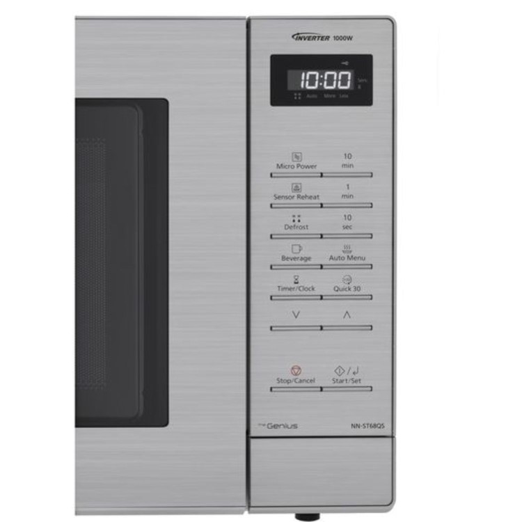 Panasonic NN-ST68QSBPQ 32L Solo Inverter Microwave Oven Silver – 1000W Family-Size Microwave with Inverter Technology Genius Sensor & Turbo Defrost
